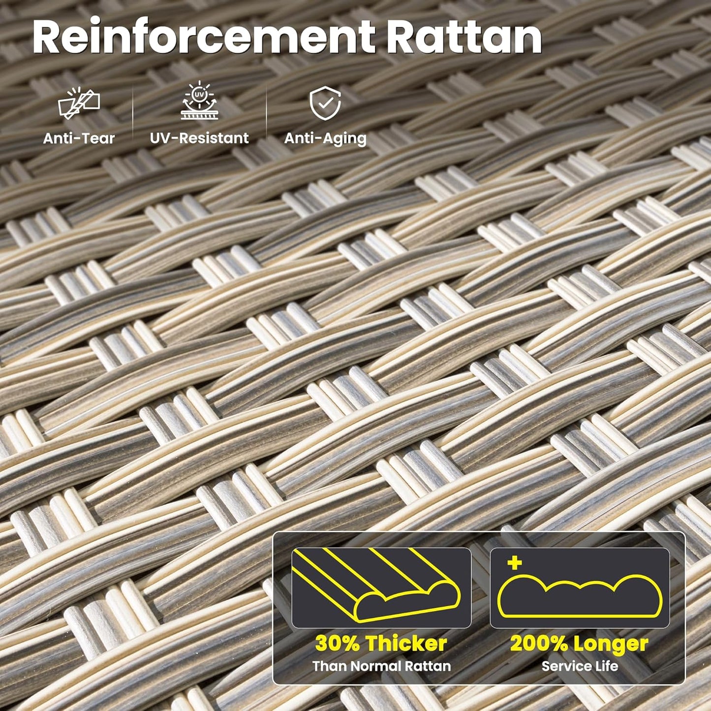 ovios 5 Pieces Patio Furniture Set Outdoor Sectional Sofa Couch with Deep Seat Chaise Comfy Cushions, Modern Modular Wicker Rattan Conversation Set Porch Deck Garden, Dark Grey