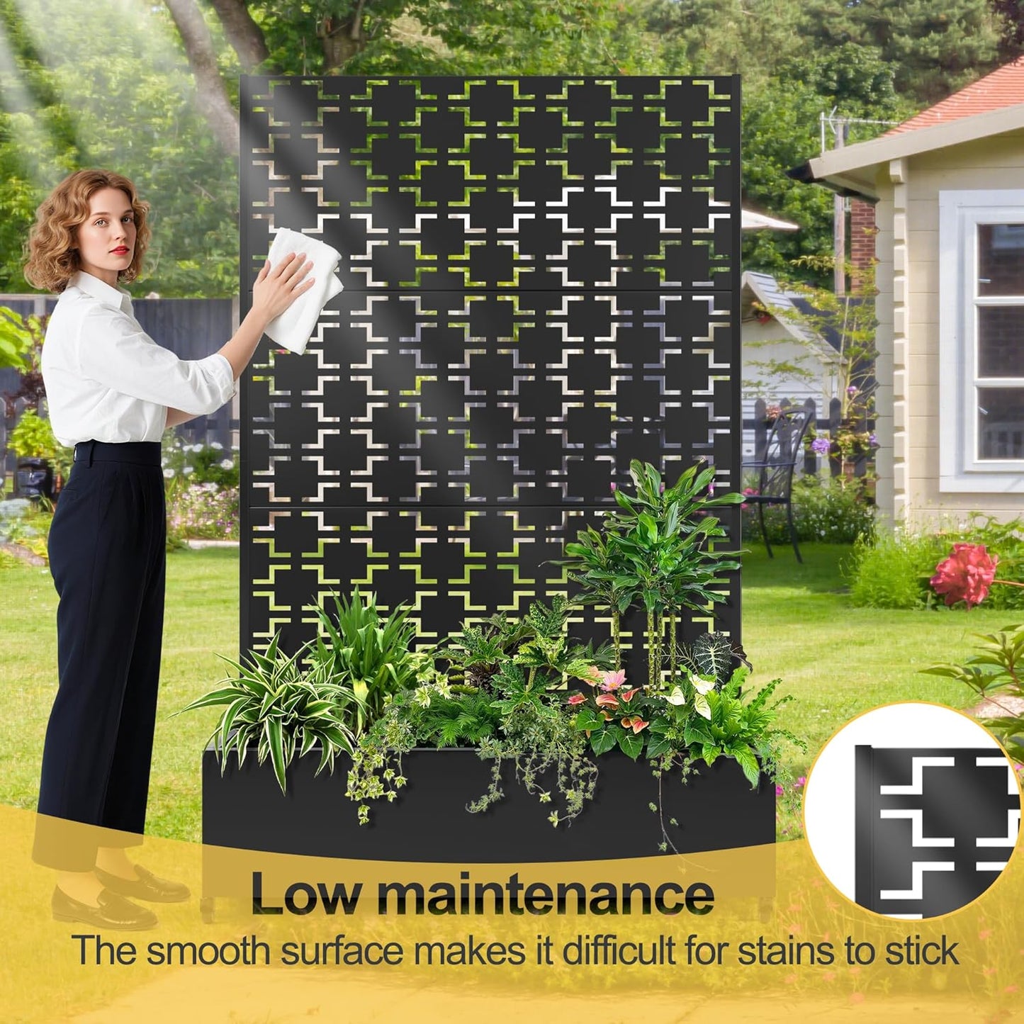 Raised Garden Bed with Trellis and Wheels,73"x47"x16" Metal Raised Garden Bed,Black Squared Metal Planter with Climbing Trellis for Vines & Vegetables