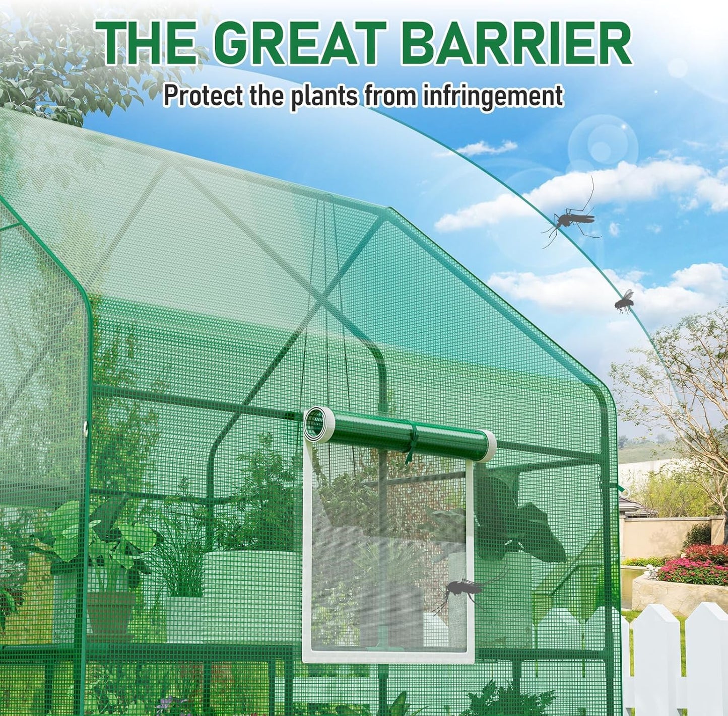 56×56×78Inch Walk-in Greenhouse, Heavy Duty Small Plant House with Thicken PE Cover and Steel Frame, for Garden, Outdoors, Indoors, Green