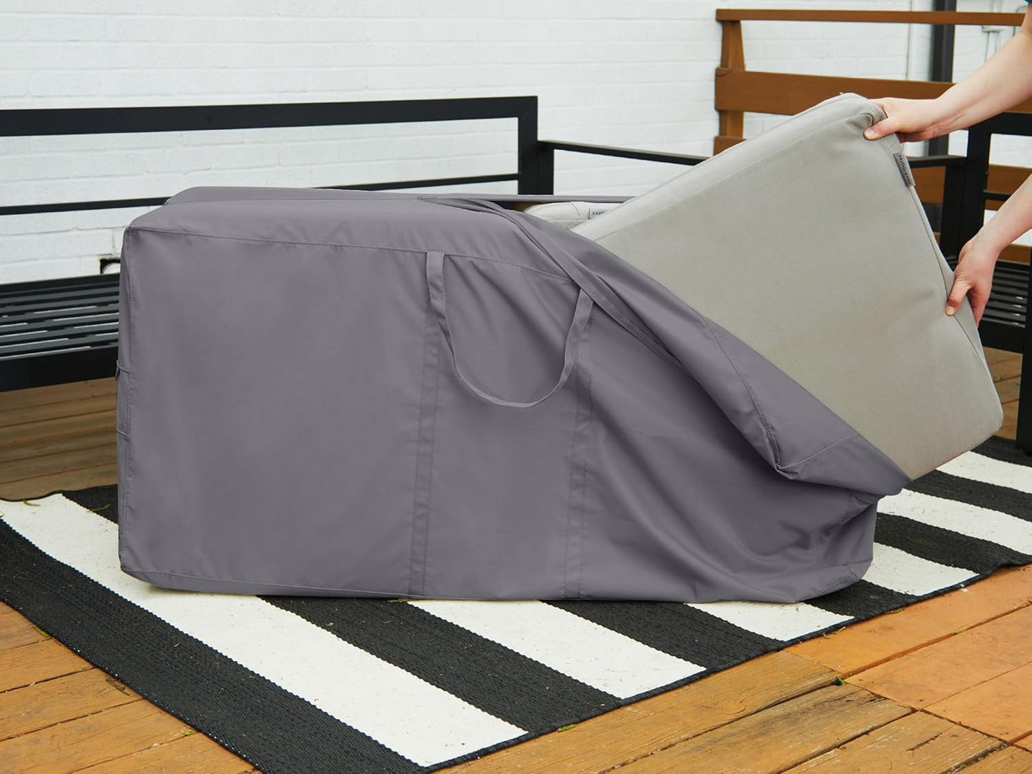 Covermates Cushion Storage Bag - Weather Resistant Polyester, Weather Resistant, Water Resistant Zipper, Cover Accessories, 75W x 18D x 26H, Charcoal