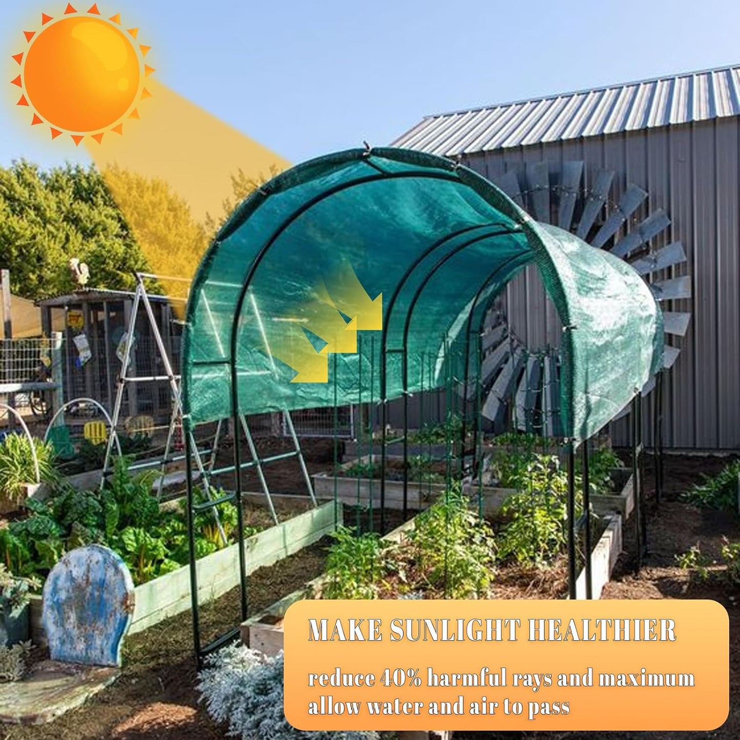 Cool Area 40% 6x8ft Sunblock Shade Cloth Cover Mesh UV Resistant Net for Garden Flower Plant Greenhouse, Green