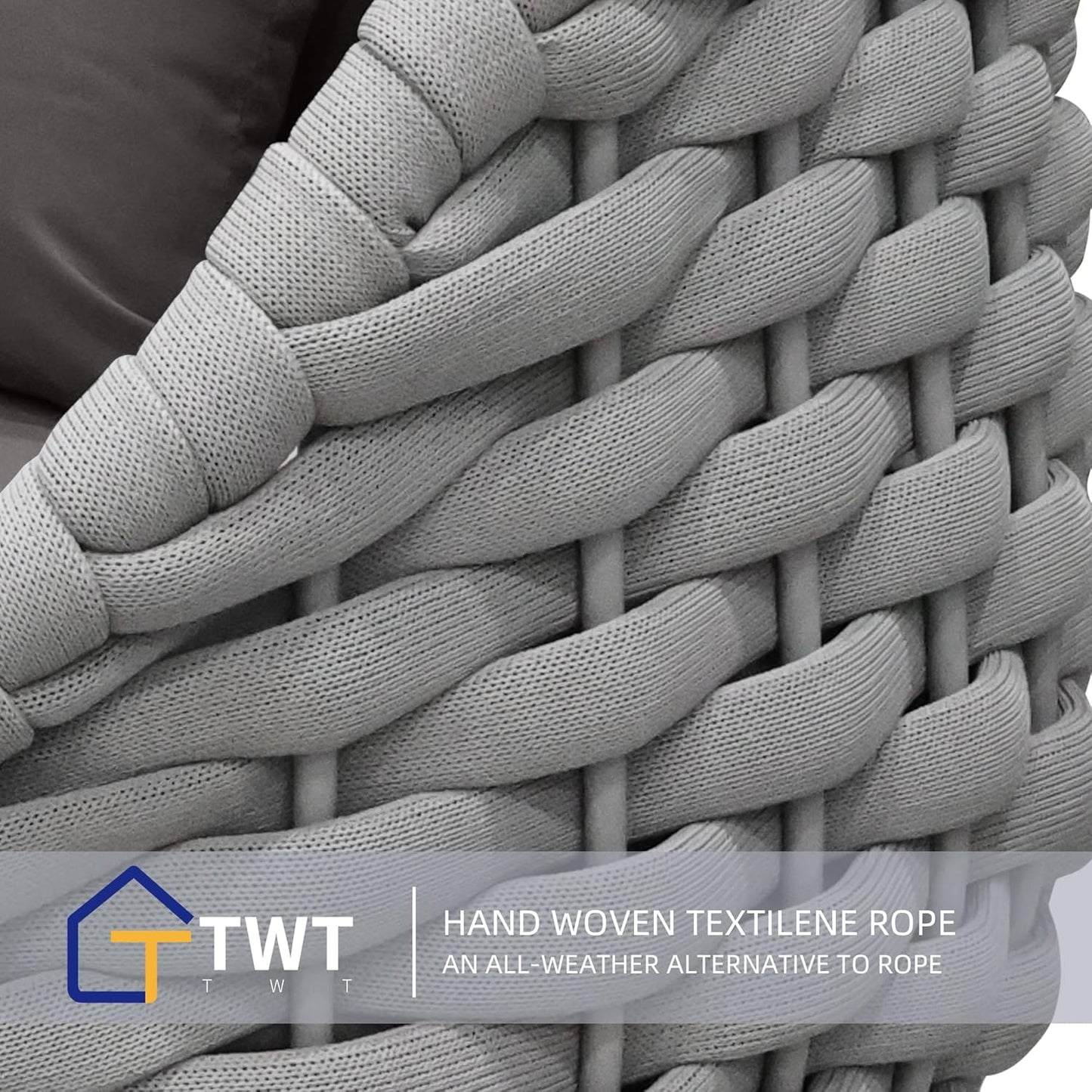 TWT 6 Pieces Patio Sofas All-Weather Teslin Rope Balcony Furniture with Dark Grey Cushions & Pillows, Patio Couch Outdoor Patio Furniture Set for Indoor, Balcony, Backyard, Deck, Poolside