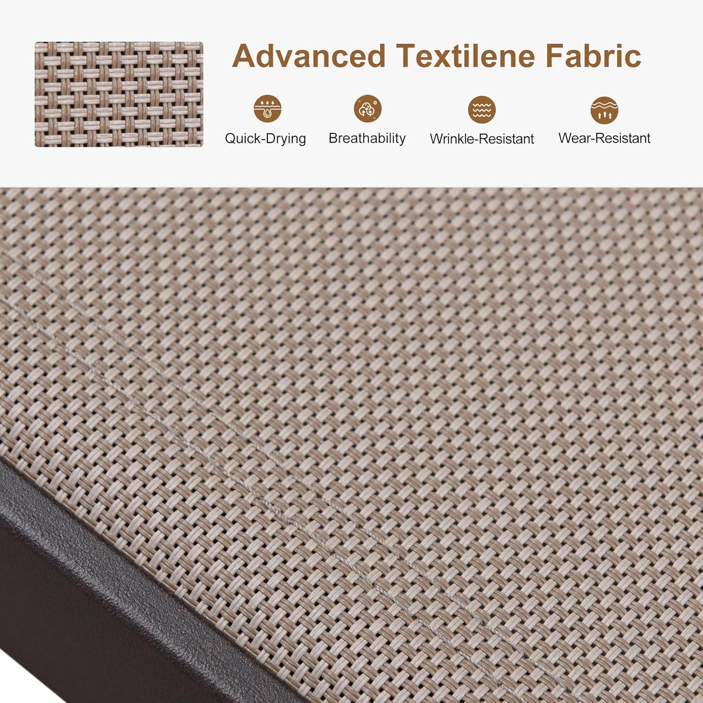 PURPLE LEAF Oversized Patio Lounge Chairs Set of 3, Reclining Pool Lounge Chairs with Side Table and Wheels for All Weather for Outdoor, Deck, Lawn, Aluminum Outside Pool, Taupe