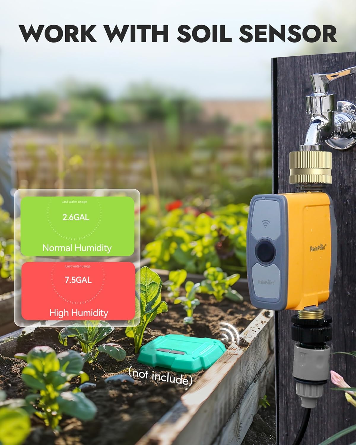 RAINPOINT WiFi Water Timer, Smart Hose Timer for Garden Hose, WiFi Irrigation Controller, Smart Sprinkler System Valve, APP & Voice Control, Weather-Based Automatic Rain Delay, Brass Inlet & Outlet