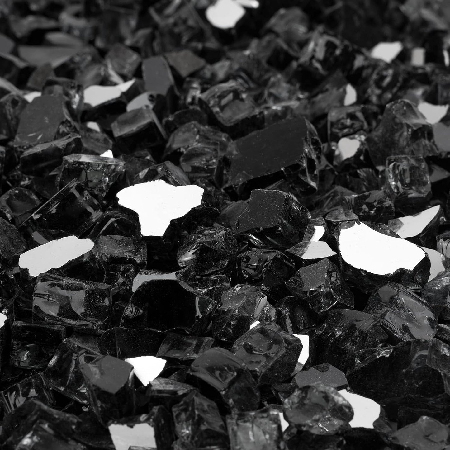 Mr. Fireglass 10 Pounds Fire Glass - 1/2 Inch High Luster Reflective Tempered Glass Rocks for Fireplace Fire Pit Table and Landscaping, Onyx Black