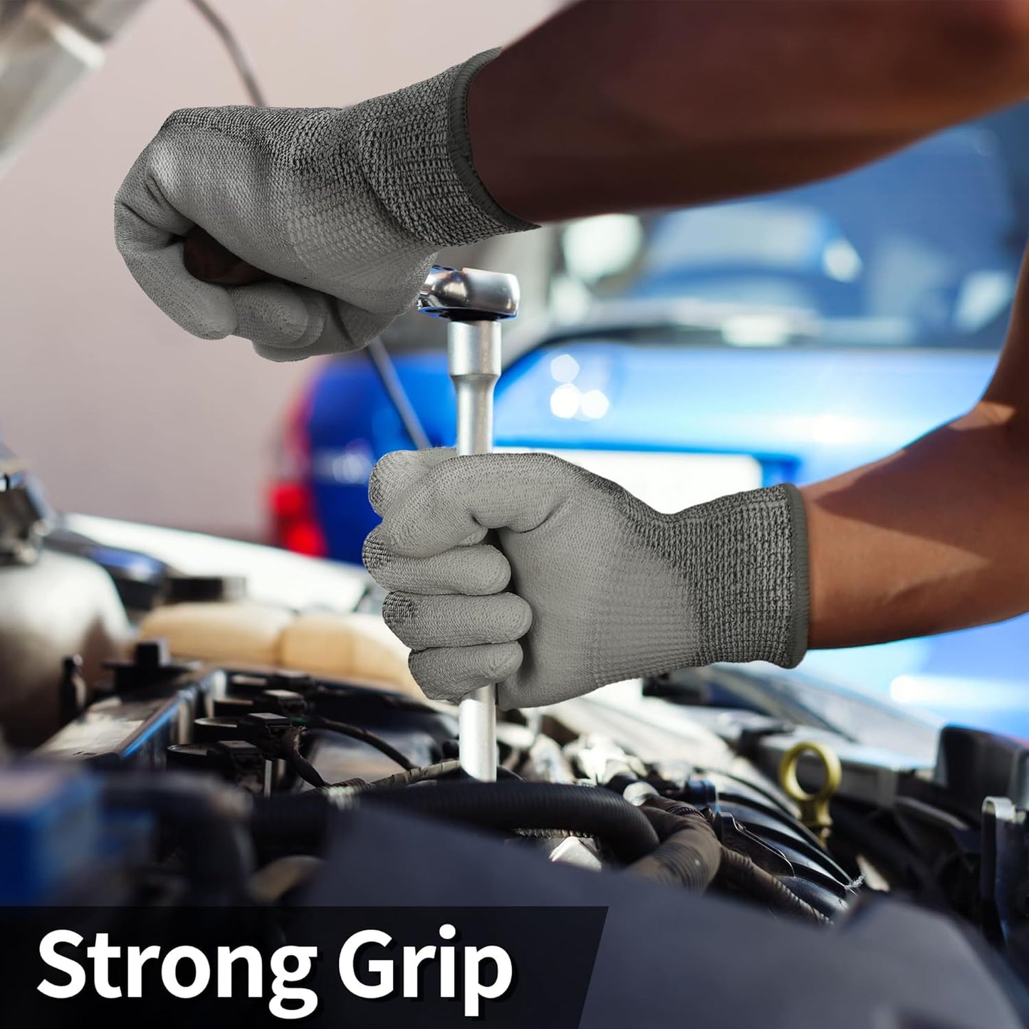 12 Pairs ANSI A5 Cut Resistant Work Gloves, Cut Proof Gloves with PU Coating, Used for Metal Fabrication, WoodWorking, Construction, Non Slip, Durable, S, CR3088