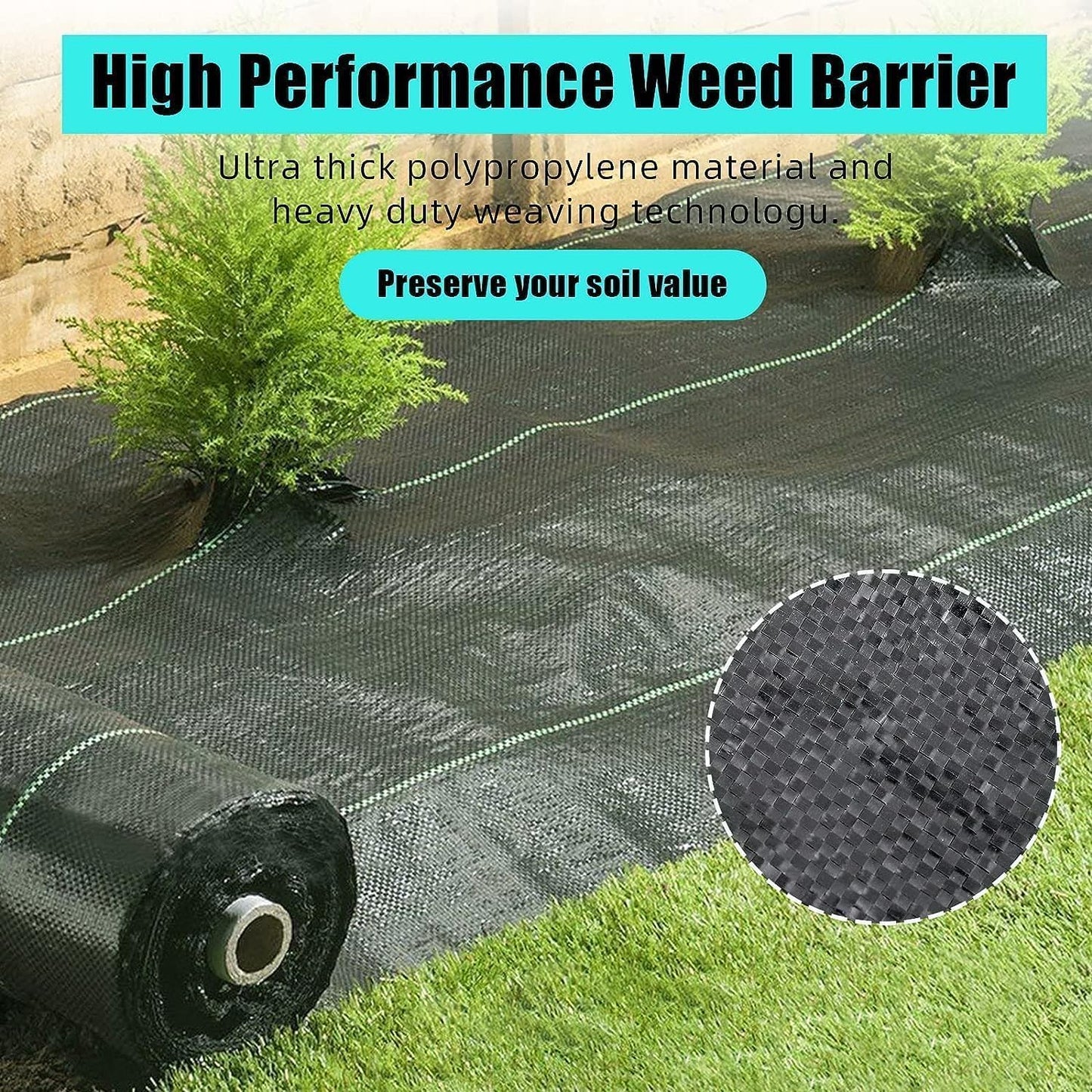 6.5ft x 300ft Premium Weed Barrier Landscape Fabric, 3oz Heavy Duty, Weed Control Fabric, High Permeability Good for Flower Bed, Driveway Fabric Ground Cover