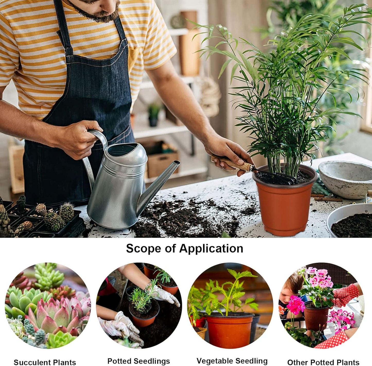 Augshy 40 Pcs 6" Plastic Plant Nursery Seed Starting Pots for Indoor Outdoor Succulent Seedling Cutting Transplanting