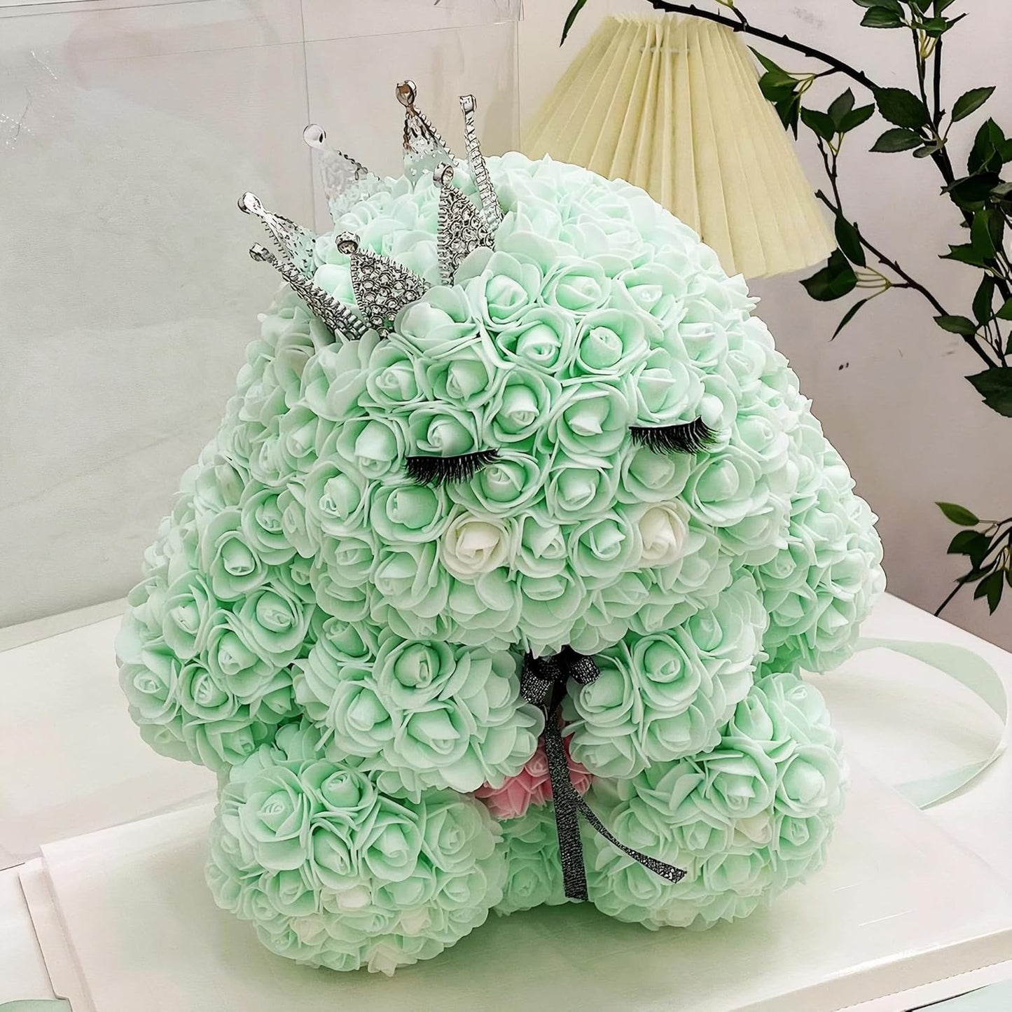 500 Pcs 1.4 Inch Mini Artificial Flowers Head Bulk 5 in 1 Set Faux Foam Fake Small Rose Tiny Baby Flores Bouquet Cake Gift Home Decoration DIY Craft (Aqua Green)