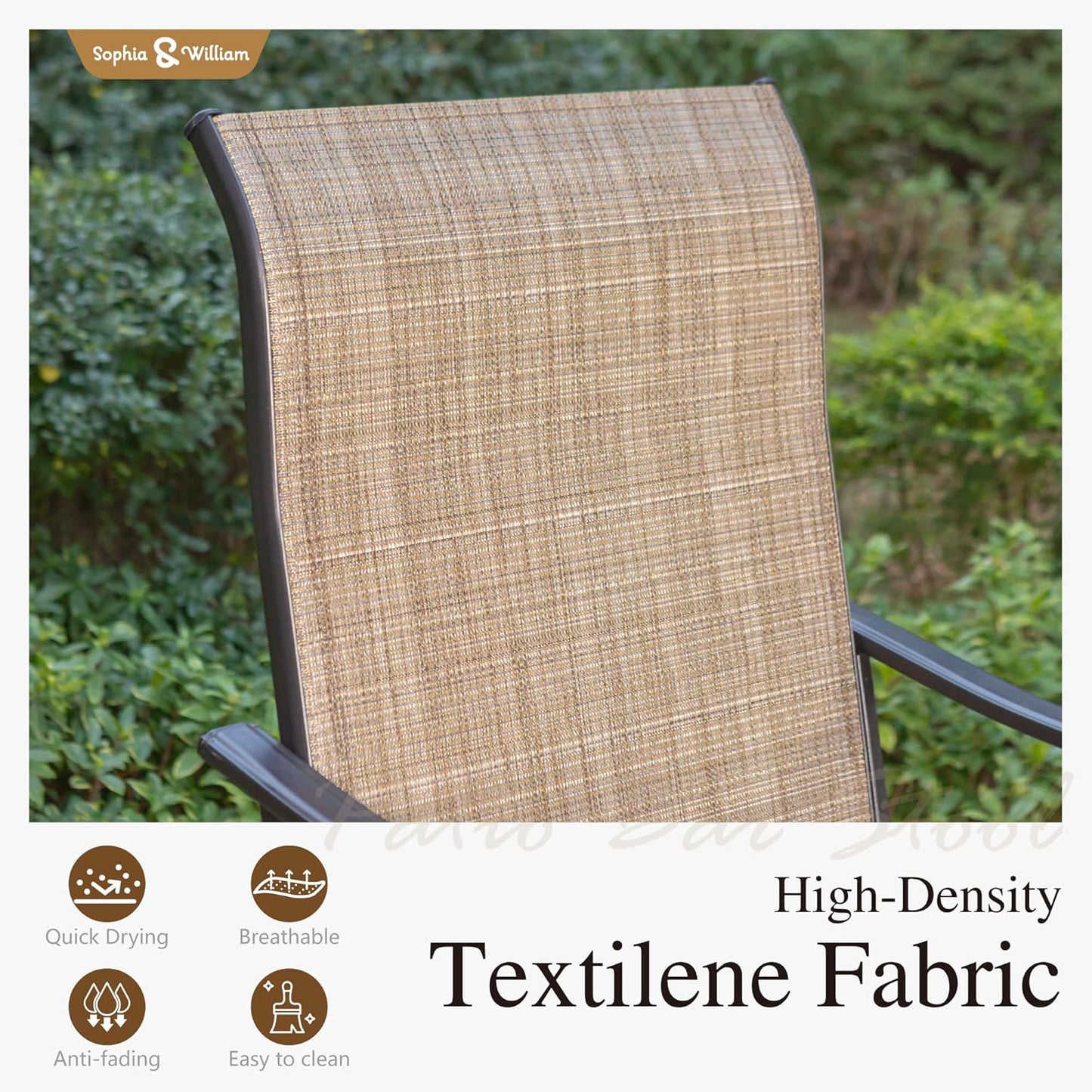 Sophia & William 3 pcs Outdoor Bar Set, Patio Bar Table and Chairs Set, Counter Height Patio Set - 2 x Swivel Bar Chairs, 1 x Square Bar Table