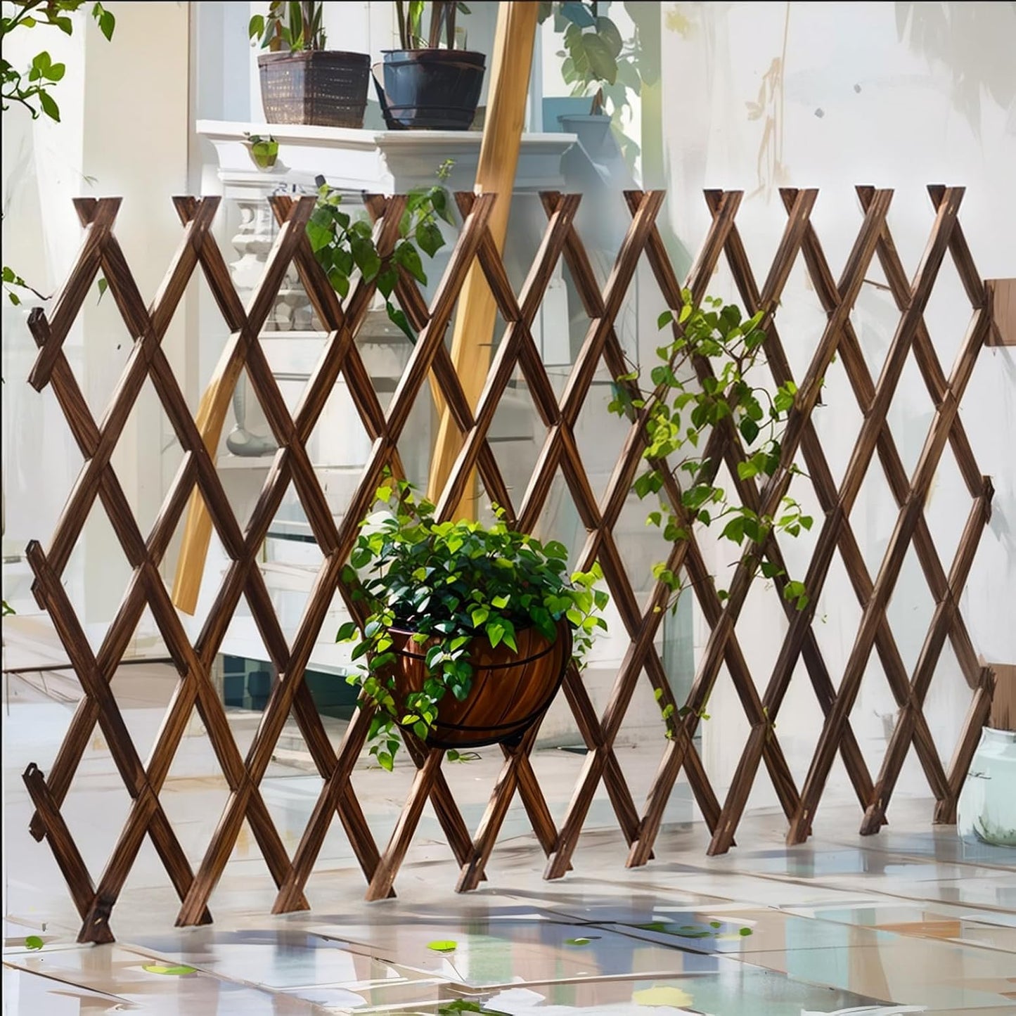 Expandable Garden Trellis, 38" x 89" Large Wooden Lattice Fence Wall Panel Lattice Trellis for Climbing Plants Outdoor Ivy Vine Rose Clematis for Garden Patio Room Decor (1)