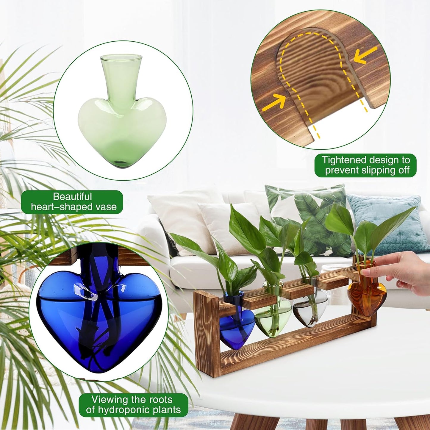 Plant Propagation Stations Heart Plant Terrarium Kit Gift for Women Plant Lover Glass Vases