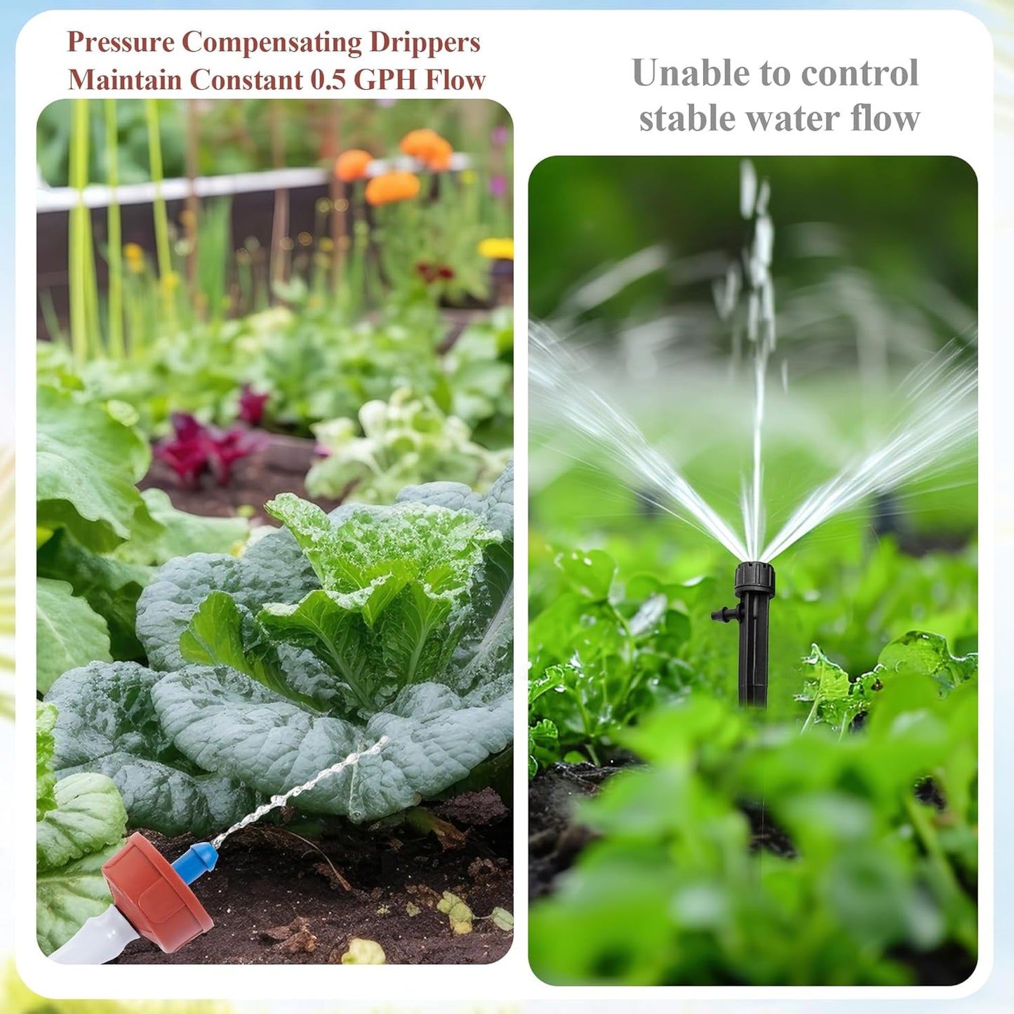 30Pcs 0.5 GPH Pressure Compensating Irrigation Spot Drippers,Constant Flow Barb Outlet Watering Dripper Emitters Heads Parts for 1/4 Inch Watering Tubing Line for Garden Pots Plant Irrigation Systems