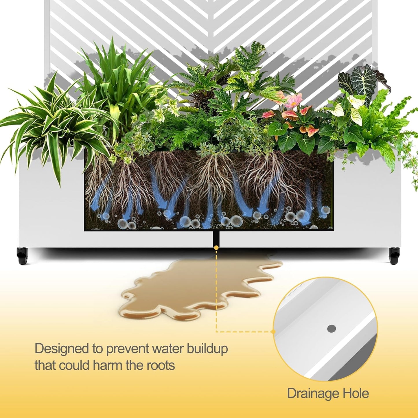 Raised Garden Bed with Trellis and Wheels,73"x47"x16" Metal Raised Garden Bed,White Parallel Metal Planter with Climbing Trellis for Vines & Vegetables