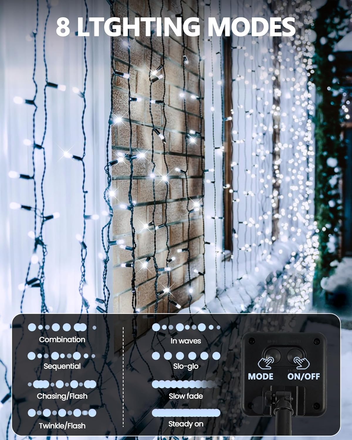 6 Pack Solar Christmas Lights Outdoor Waterproof, 600 LED 198 FT Solar Powered String Lights Outdoor with Green Wire 8 Lighting Modes, Christmas Tree Light for Xmas Fence Party Yard Decor, Cool White