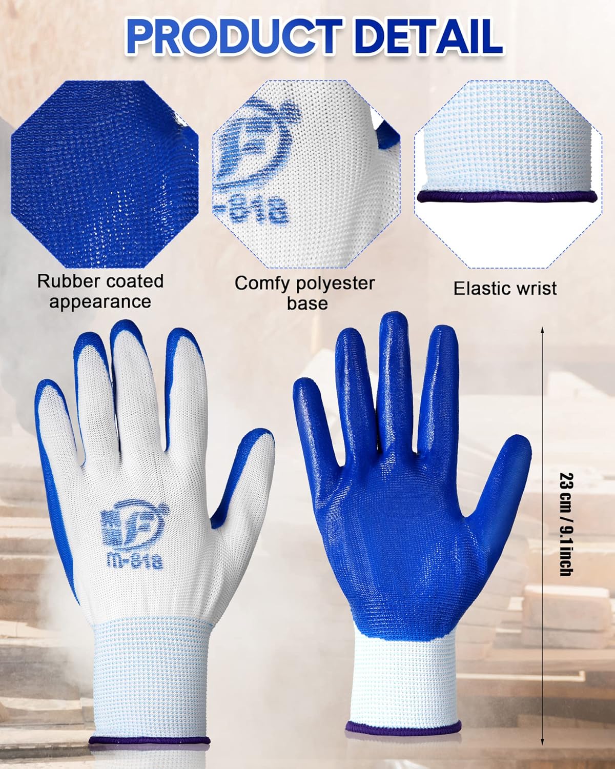 Nuogo 24 Pairs Gardening Gloves for Men Women Rubber Coated Landscaping Work Gloves Safety Work Construction