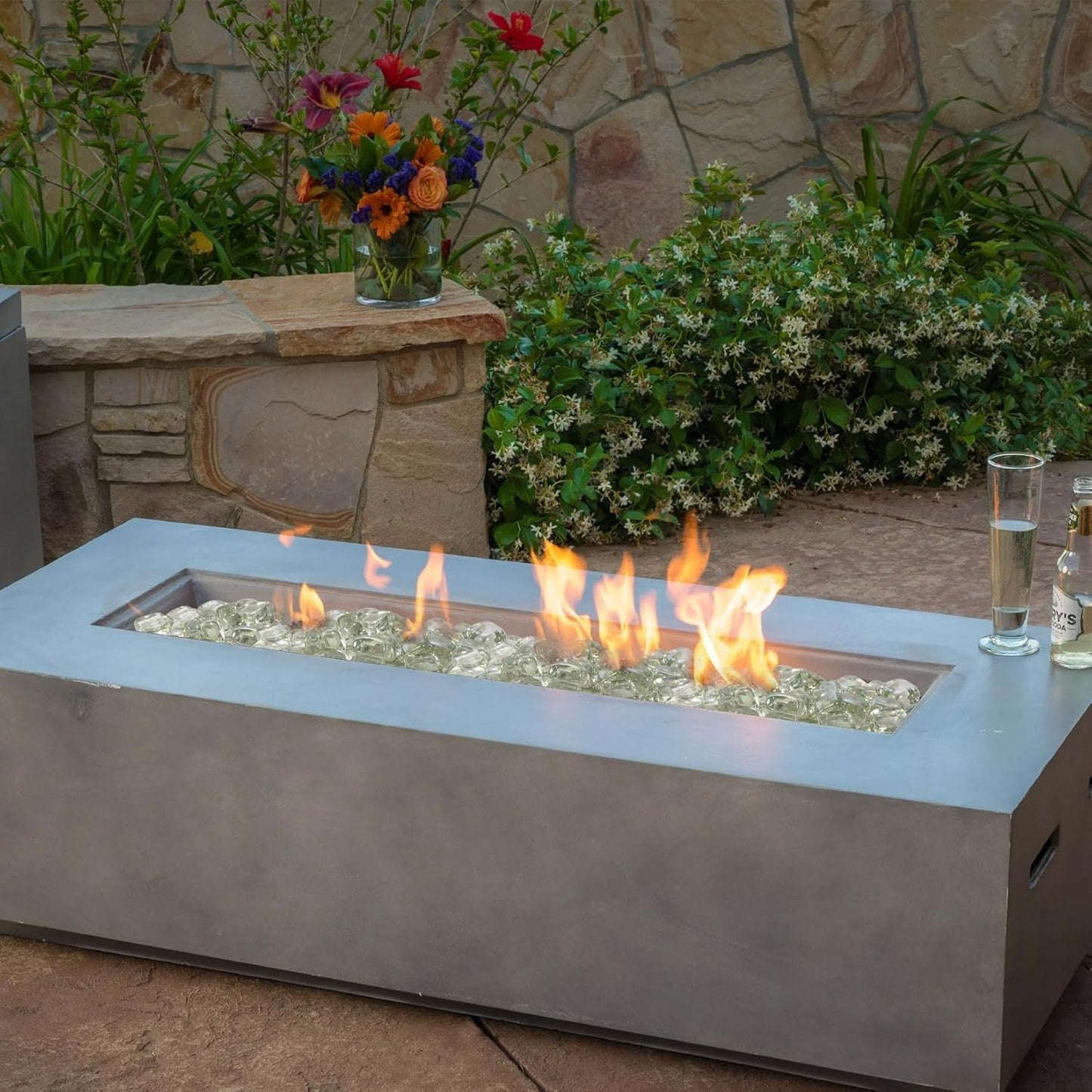 Clear Fire Pit Glass Cube, Tempered Glass Bead for Fireplace, Firepit Indoor or Outdoor, Propane and Natural Gas, 20 Pounds Fire Rocks, Heat Resistant, No Poping, Crystal Reflective