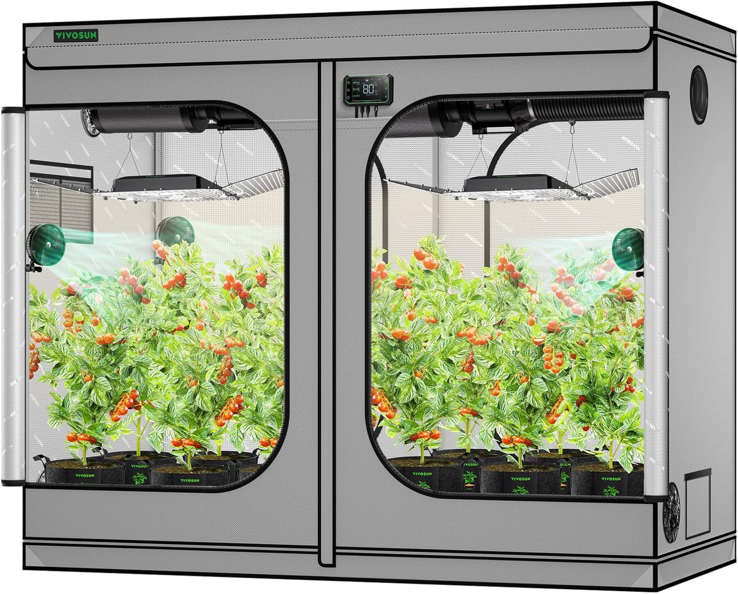VIVOSUN G848 96"x48"x80" Grow Tent, 8x4 FT Advanced Gray Mylar Hydroponic Tent with 22mm Poles, Observation Window and Floor Tray for Plants for VS4000/VSF4300
