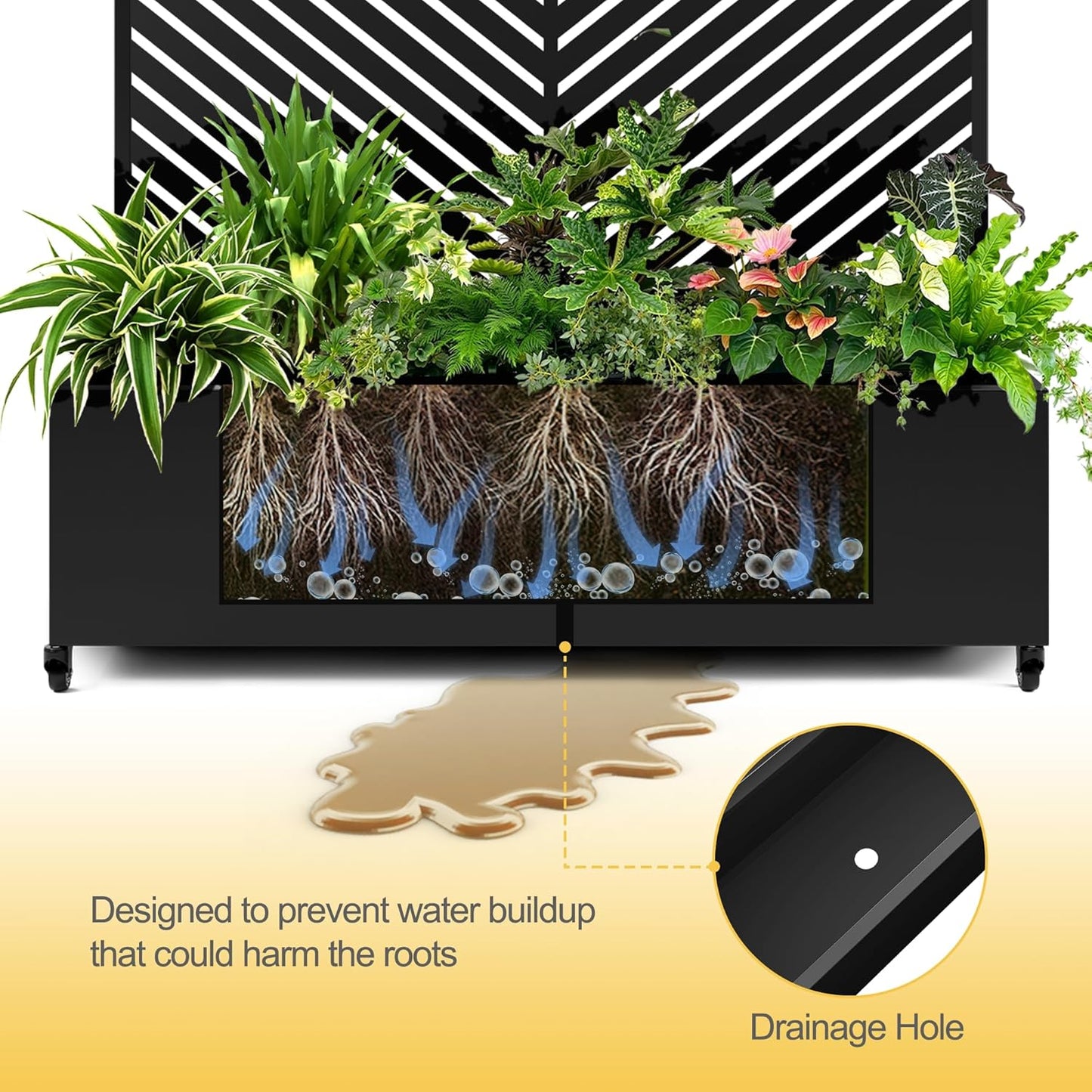 Raised Garden Bed with Trellis and Wheels,73"x47"x16" Metal Raised Garden Bed,Black Parallel Metal Planter with Climbing Trellis for Vines & Vegetables