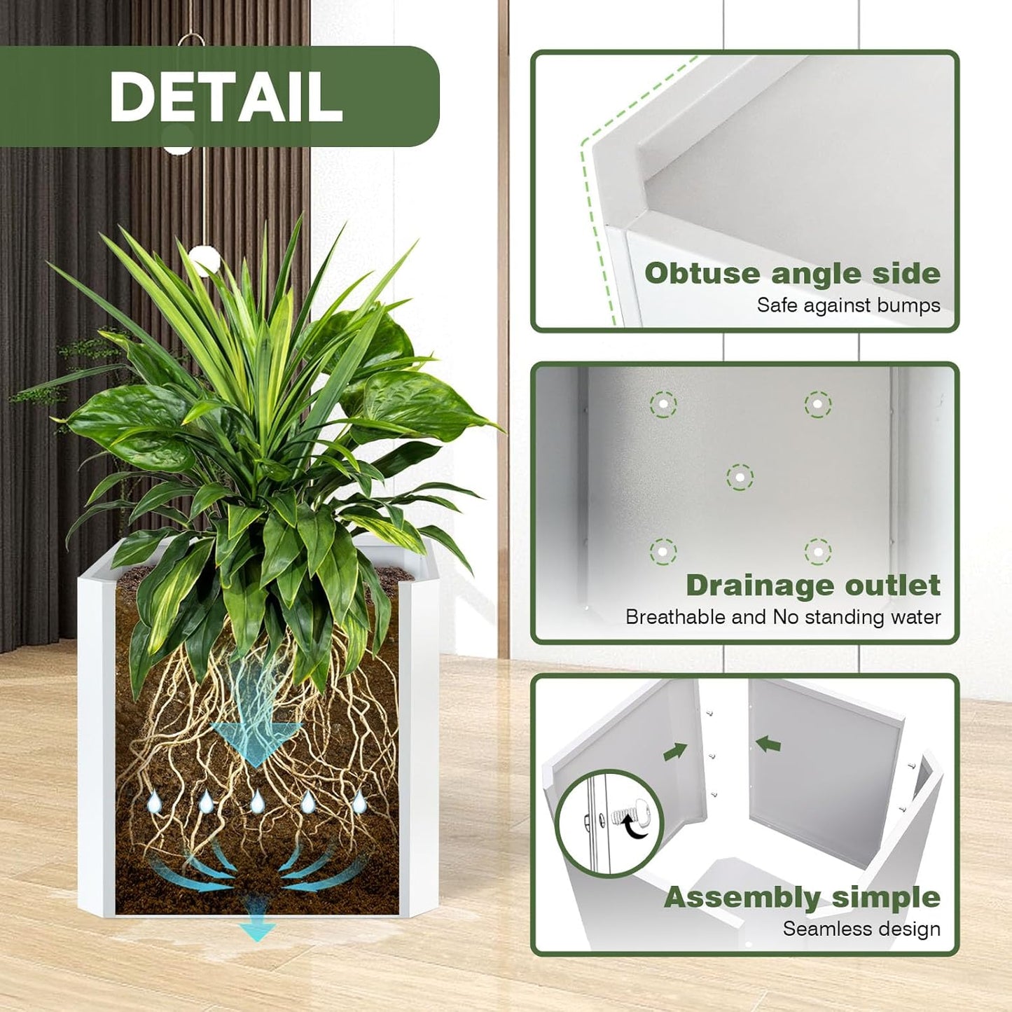 Steel Planter Box-20"x20"x20"-Large Square Planter Box-Outdoor Indoor-Cube Steel Planter Heavy Duty White Metal Planter Flower Pot Commercial Residential for Home Garden Porch Hotel Patio