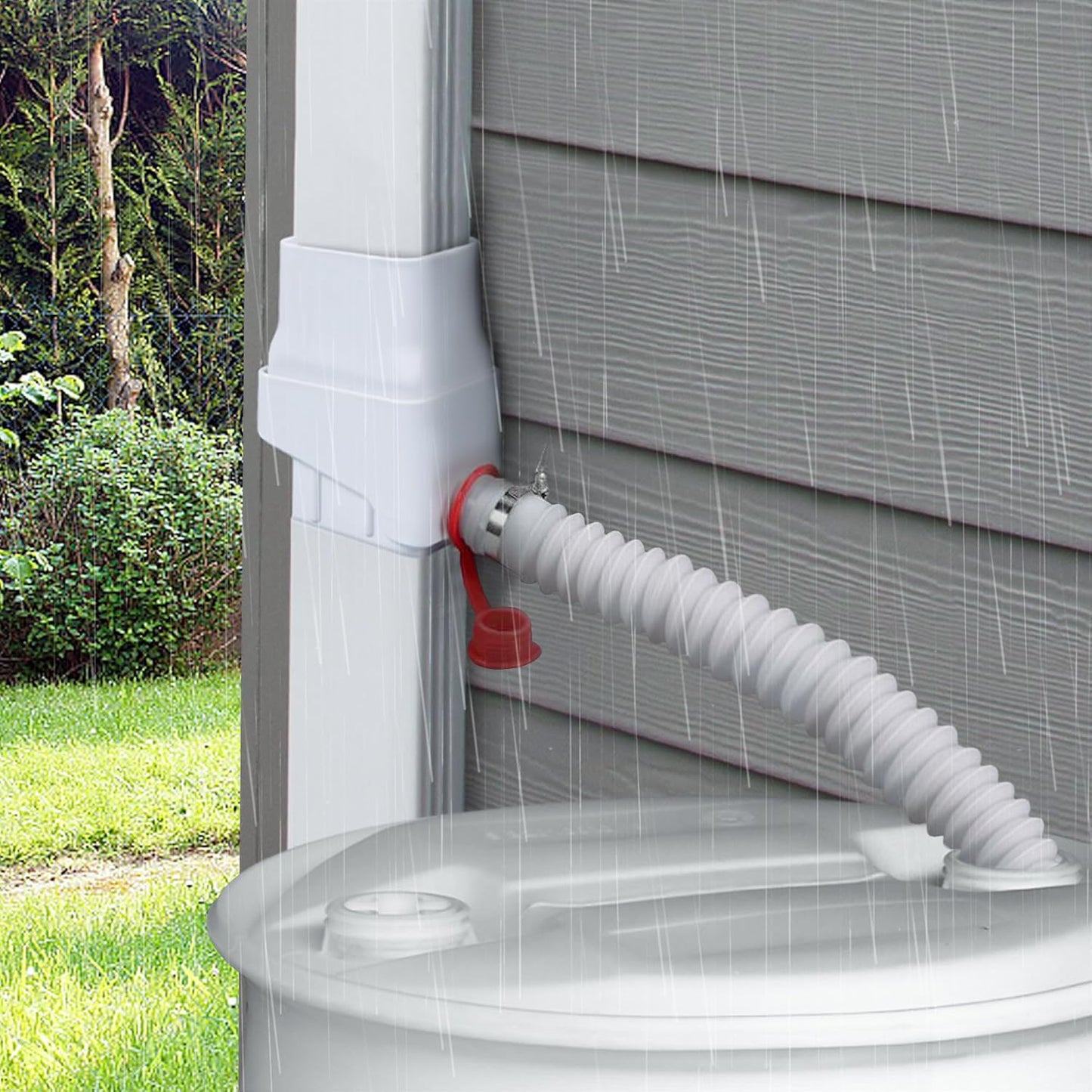 Rainwater Collection System Downspout Diverter for Collecting Rainwater Rain Barrel Diverter Kit Transfer Gutter Downspout(White)