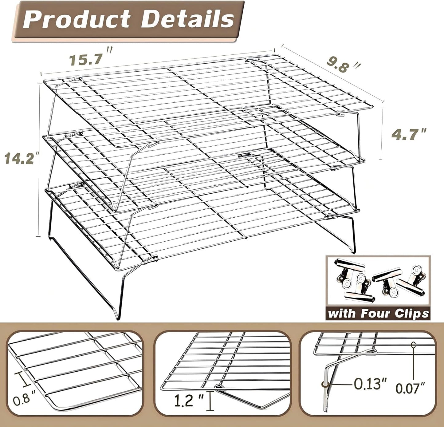 Sprouts Growing Rack 3-Tier 14 inch Shelf, Metal Foldable Plant Stand for Sprouting Tray Indoor, Seed Starting Tray Plant Shelf, Silver Rack for Kitchen Table Top Space Saving