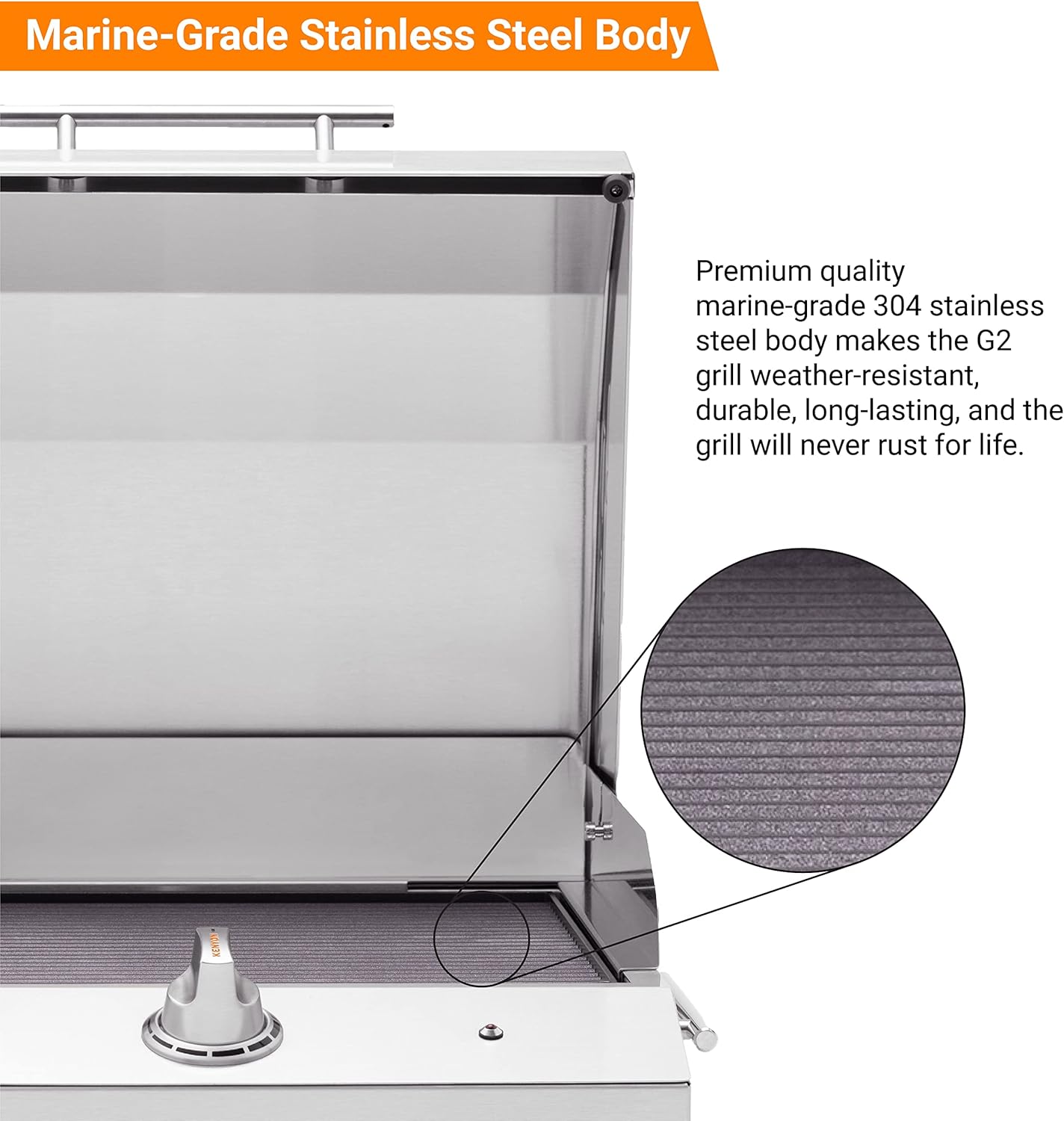 Kenyon G2 Portable Tabletop Electric Grill, 1440W Single Burner, Stainless Steel Body, Cast Aluminum Grate, UL Approved Grill For Indoor And Outdoor Use, Removable Lid, Dishwasher Safe, 120Volts