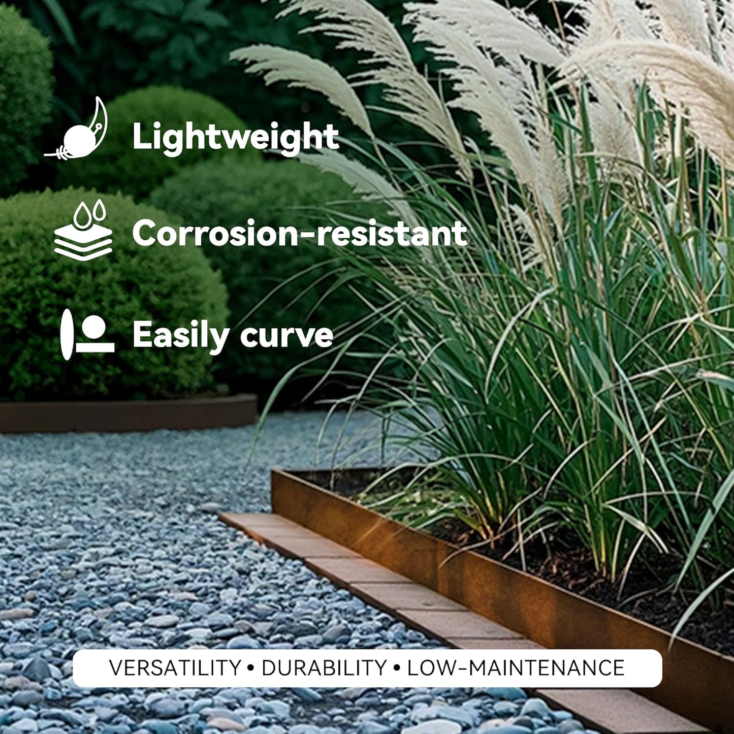 Worth Galvanized Steel Landscape Edging 10" x50' Metal Garden Edging Roll Flexible Bender Border with 16Pcs Stakes for Lawn, Flower Bed Edges, Rust-Like Color