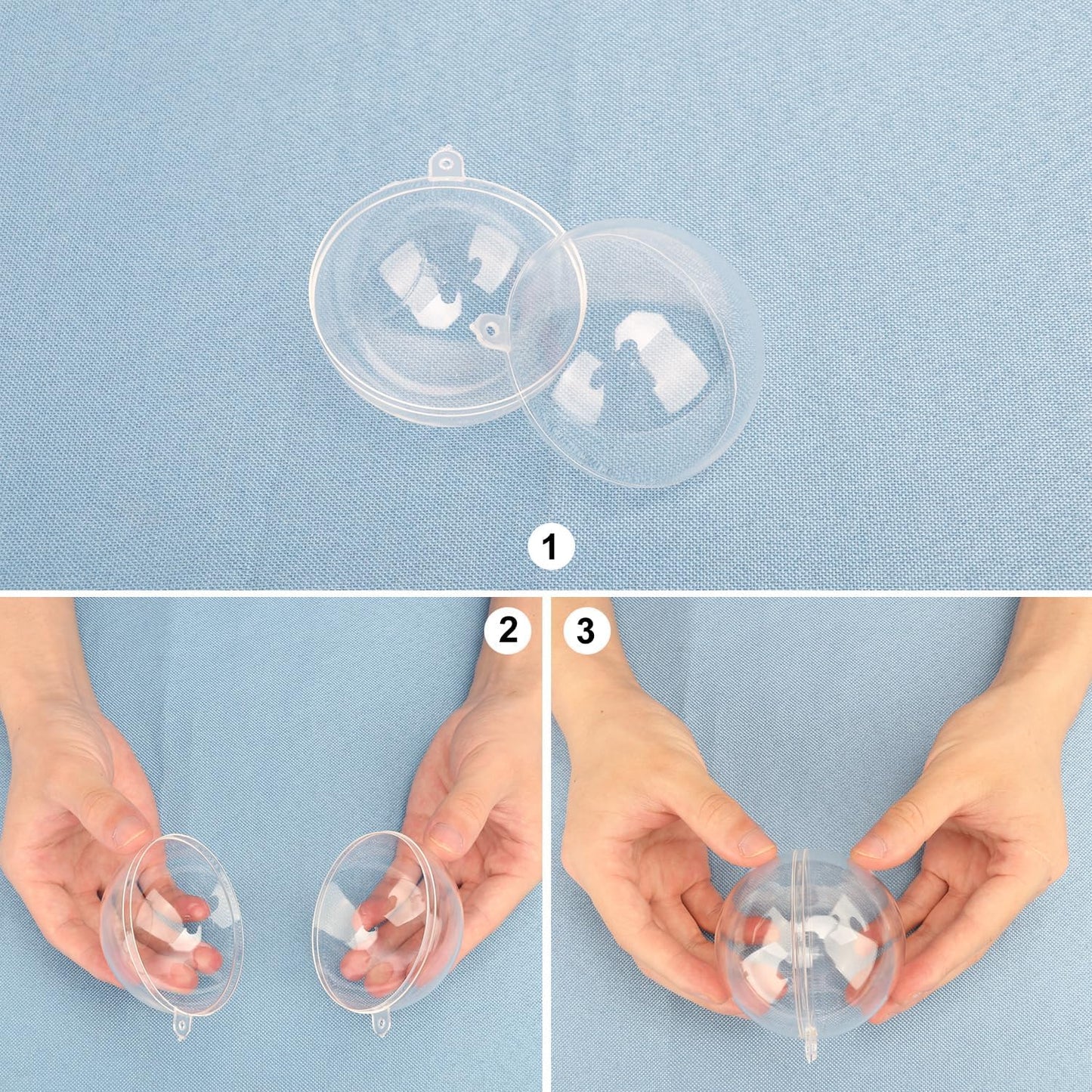 120 Pcs 3.15 Inch Clear Acrylic Fillable Balls, Christmas DIY Fillable Ornaments Balls, Acrylic Ornaments Ball for Christmas, Holidays, Weddings, Parties, and Home Decor