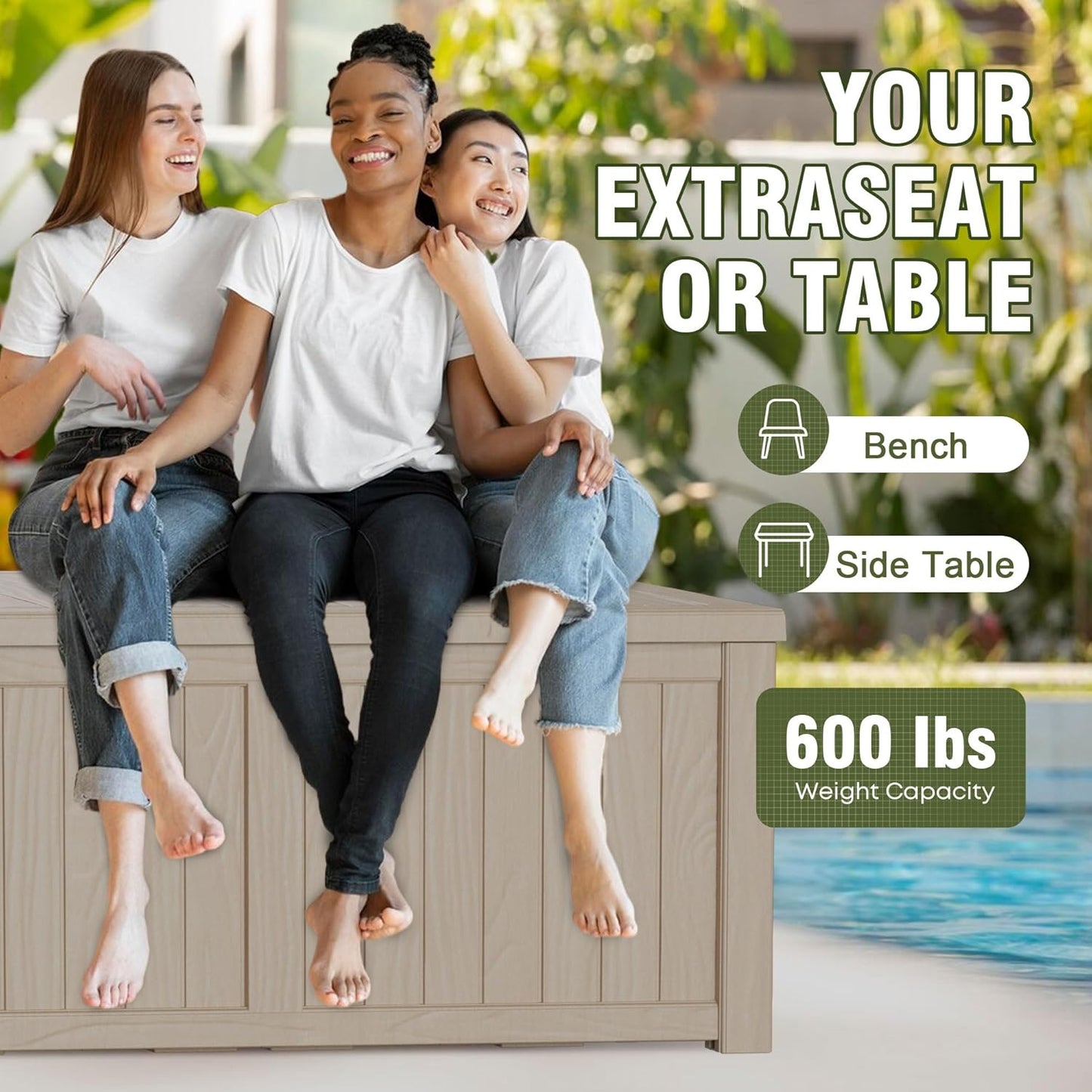 120 Gallon Waterproof Outdoor Storage Box,Resin Deck Box,Lockable Outside Storage Box Container for Patio Furniure,Garden,Tools (120 Gallon,Grey)