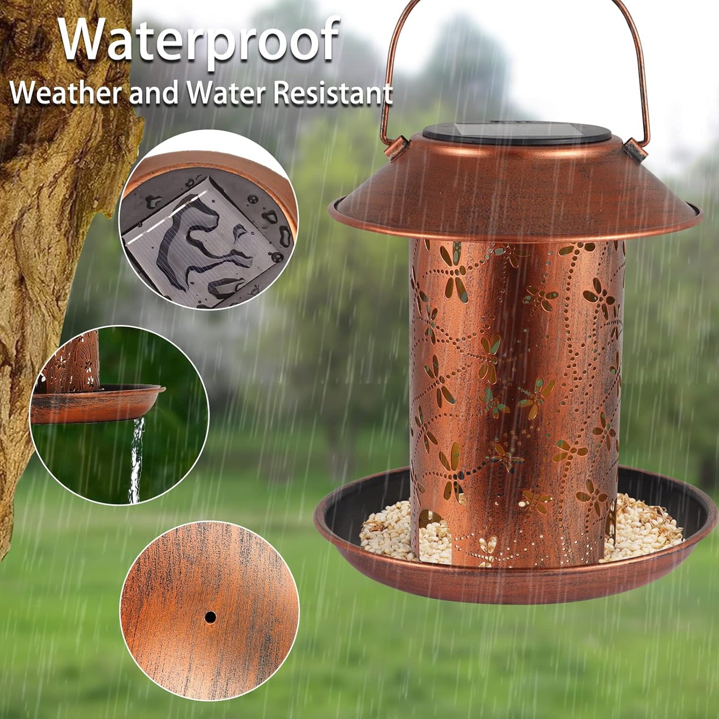 Bird Feeders for Outdoors Dragonfly Solar Lanterns Outdoor Waterproof Garden Decor Birthdays for Women Mom Grandma Metal Solar Decoration Outside LED Lanterns for Yard, Patio