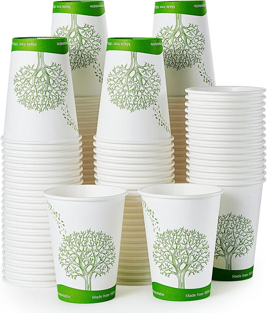 ECOLipak 240 Count 12 oz Compostable Paper Cups, Biodegradable Disposable Paper Coffee Cups with PLA Lined, Eco-friendly Hot Drinking Cups for Party, Picnic,Travel,and Events
