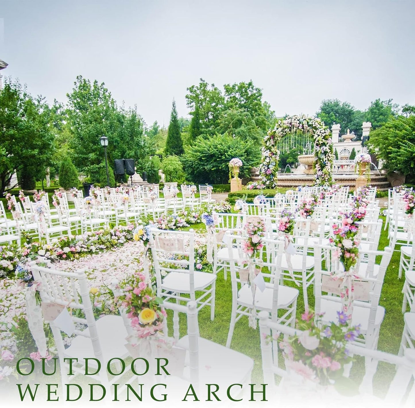 88in Steel Garden Arch Arbor Trellis for Climbing Plants Outdoor,Yard,Wide Sturdy Durable Garden Arch for Lawn,7.3ft Climbing Plants Decorative Wire Lattice,Outdoor Wedding Arch(Green)