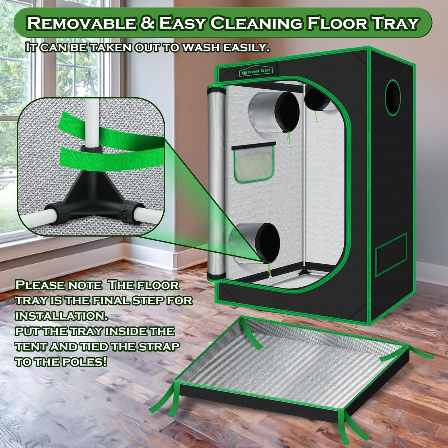 Indoor Grow Tent 48"x24"x60" 600D Mylar Hydroponic for Indoor Plant Tent with Observation Window and Removable Floor Tray 4x2