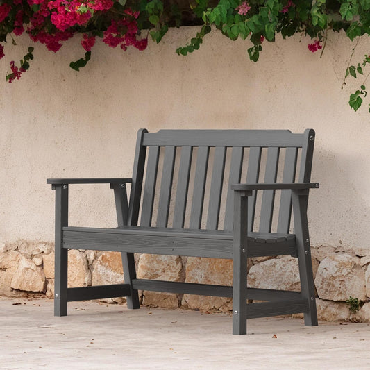 Ciokea 46" Heavy Duty Outdoor Bench, HDPE Weatherproof Garden Benches, Durable 2-Person Porch Benches with 660 Lbs, Waterproof Patio Bench for Outside Balcony Deck Backyard, Dark Grey