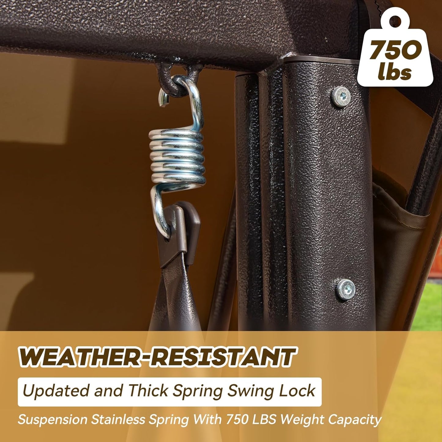 3 in 1 Outdoor Porch Swing with Adjustable Canopy, 3 Seat Outdoor Swing for Adults, Patio Swing Chair with Thickened Cushions,Pillows & Cup Holders for Backyard, Porch, Garden (Brown)