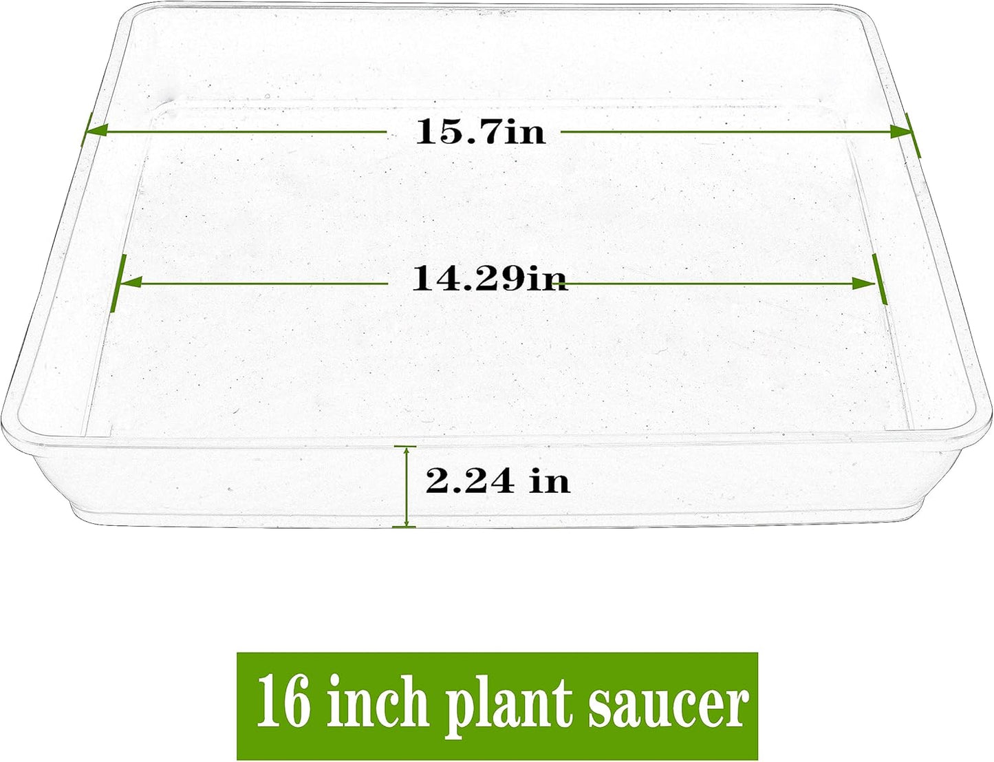 Square Plant Saucer 16 Inch 4 Pack, Heavy Plastic Plant Saucer,Deep Heavy Duty Plant Pot Saucers, Planters for Indoors and Outdoors Plants, Garden Large Plant Trays for Pots.