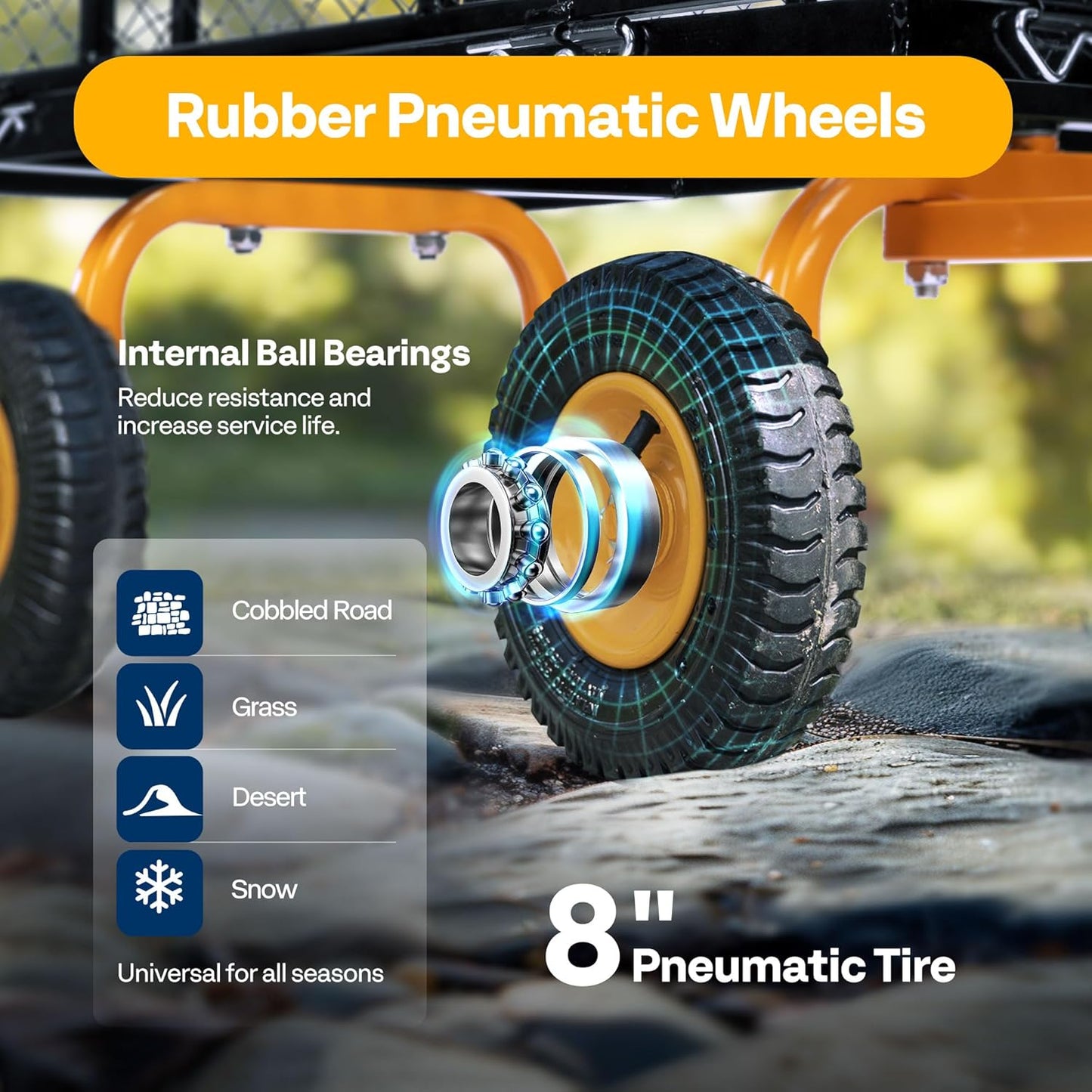 VIVOHOME Heavy Duty 550 Lbs Capacity Mesh Steel Garden Cart Folding Utility Wagon with Removable Sides (Black)