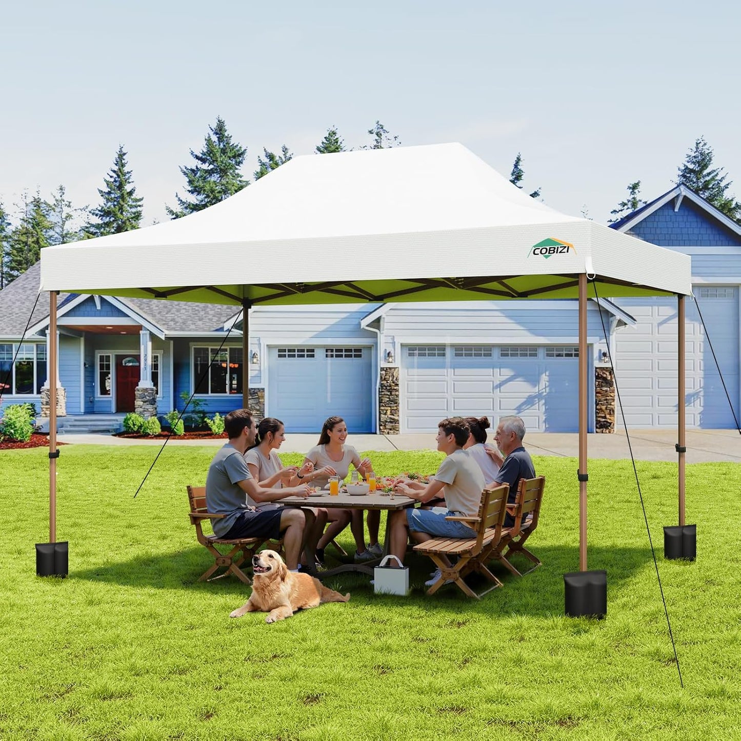 COBIZI 10x15 Pop Up Canopy Tent Heavy Duty with Sidewall, Commercial Outdoor Easy Pop Up Gazebo for Party Wedding All Weather Waterproof UV 50+ with Roller Bag(Leg Upgraded),White