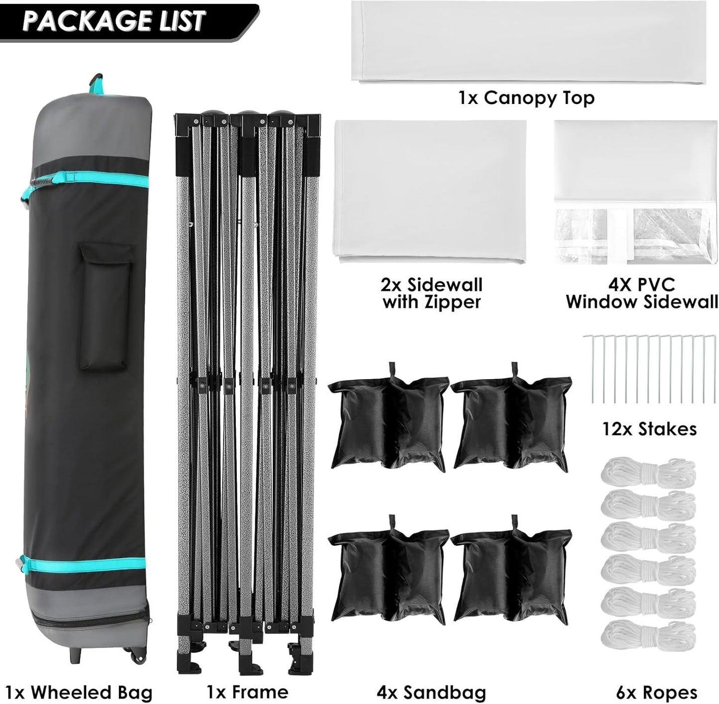 COBIZI 10x20 Canopy with Sidewalls, Heavy duty Party Tent Pop up carpas para fiestas, Tents for Parties, wedding, Outdoor Ez up Foldable Portable Canopy Tent with Wheeled Bag, White(Windproof Upgrade)