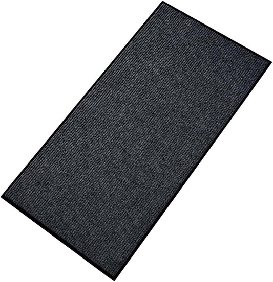 fani Heavy Duty Large Outdoor Indoor Entrance Black Doormat Waterproof Low Profile Entrance Rug Front Door Mat Patio Anti-Skid Rubber Back, 35x72 inch (Gray)