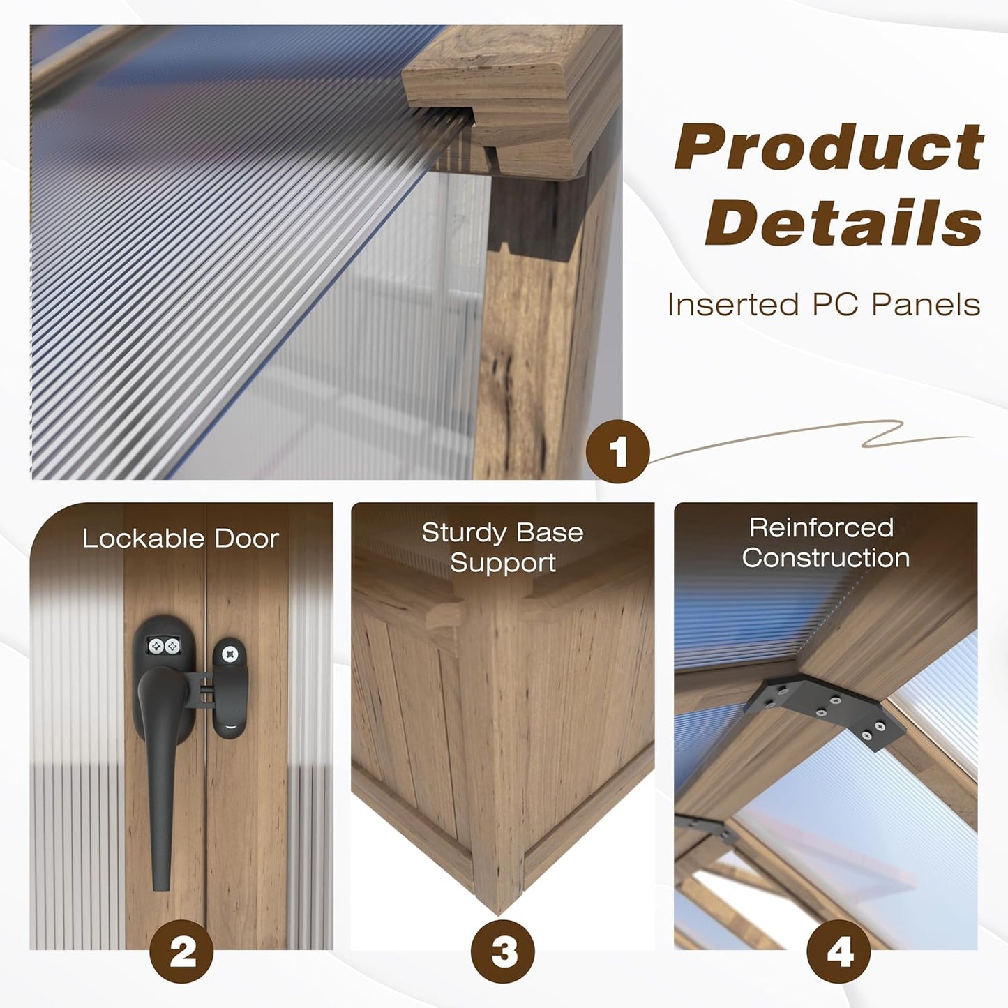 BlueWish 6x8FT Greenhouse, 6mm Polycarbonate Greenhouses with Cedar Frame, Wood Greenhouse with Adjustable Vent, Green House for Outside, Garden, Backyard