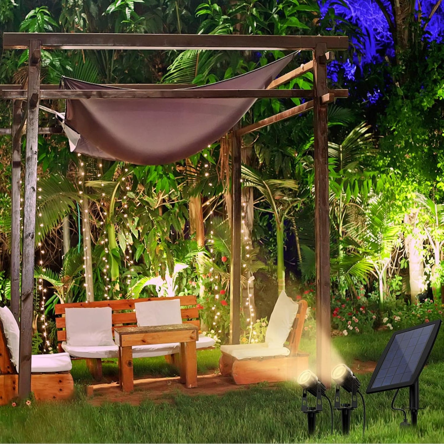 DINGLILIGHTING LED Solar Landscape Spotlights, Waterproof Solar Powered Wall Lights 2-in-1 Outdoor Solar Landscaping Light for Yard Garden Driveway Porch Walkway Pool Patio Warm Lighting