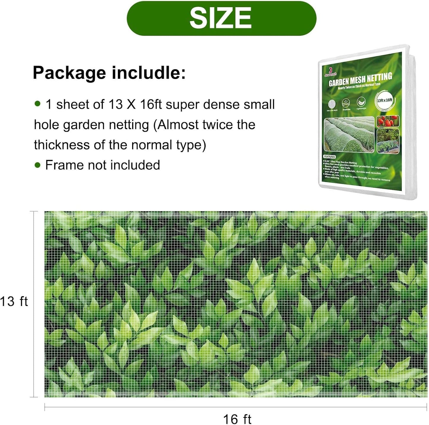 Garden Netting, Jevrench Durable Ultra Fine Garden Netting, Garden Plant Cover Row Cover Makes Plants, Vegetables, Fruits, and Flowers Grow Better (13ft x 16ft)