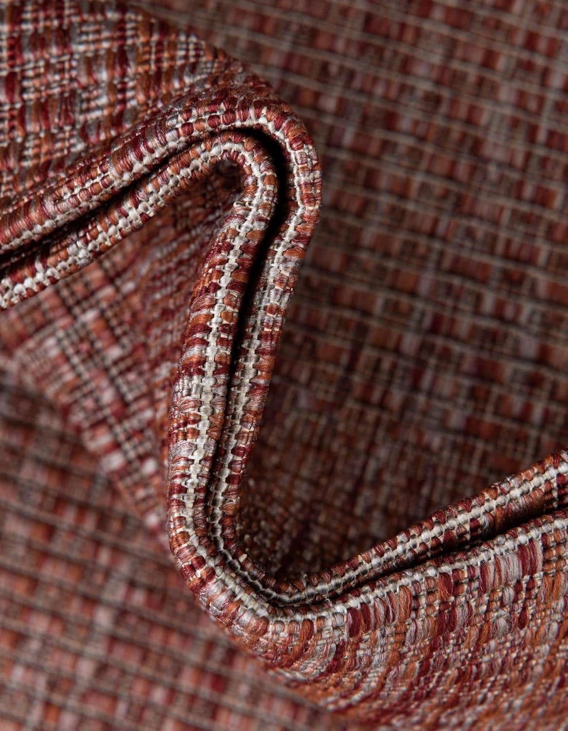 Unique Loom Collection Casual Transitional Solid Heathered Indoor/Outdoor Flatweave Area Rug (13' Round, Rust Red/Beige)