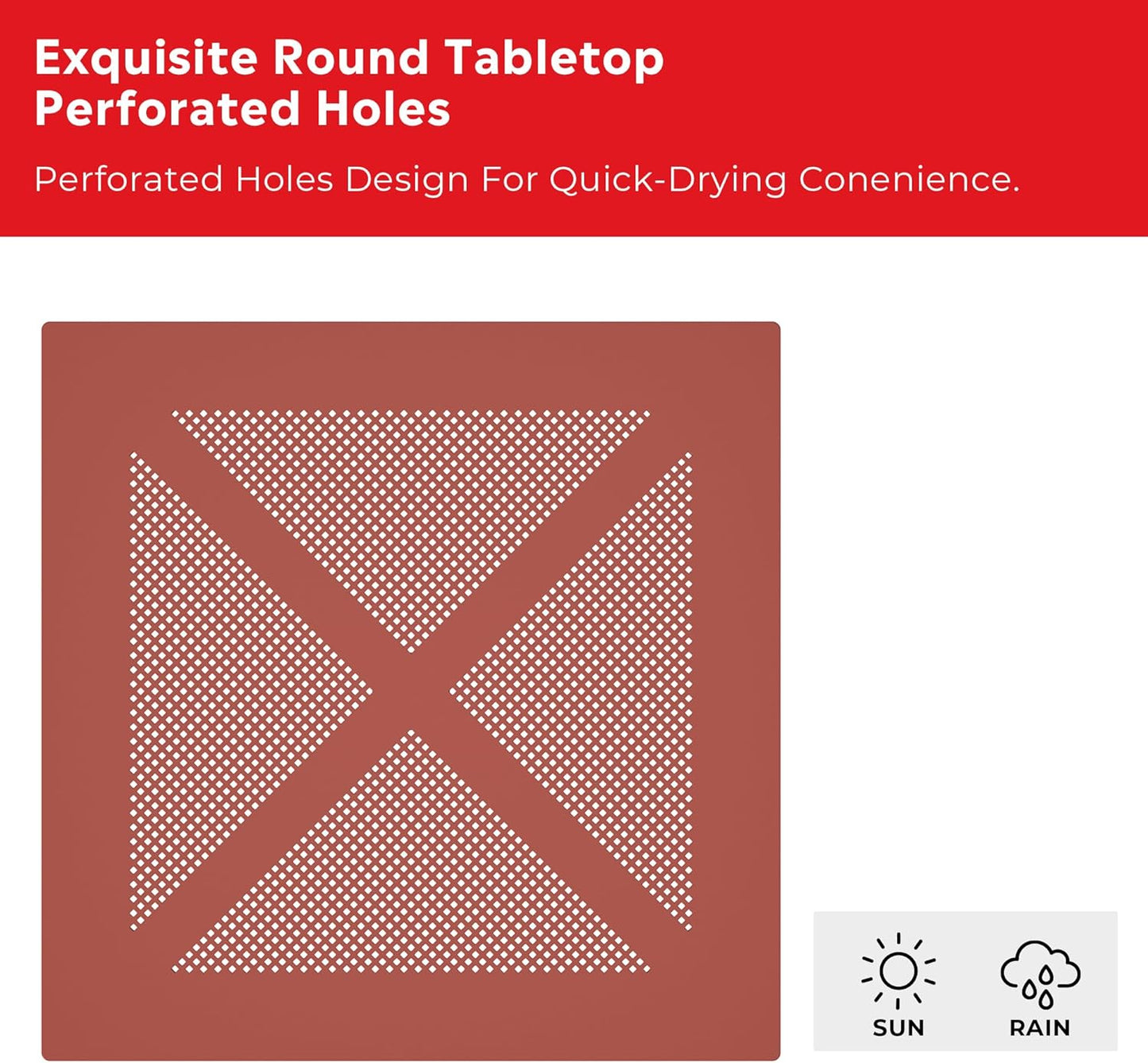 Table Chairs Set of 4, HDPE Patio Square Dining Table and Stackable Chairs, Outdoor Small Patio Furniture Set All Weather for Backyard Porch Poolside, Red