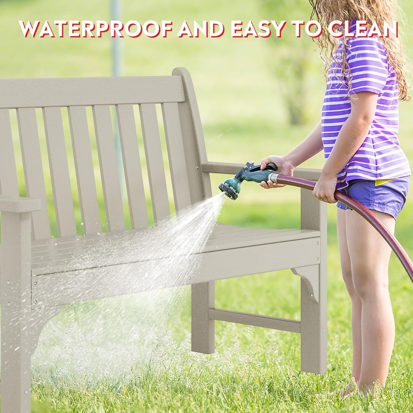 Garden Bench, Farmhouse Park Front Porch for Entryway Bench Outdoor Seating Low Bench Patio Bench Outside/Indoor, Sand