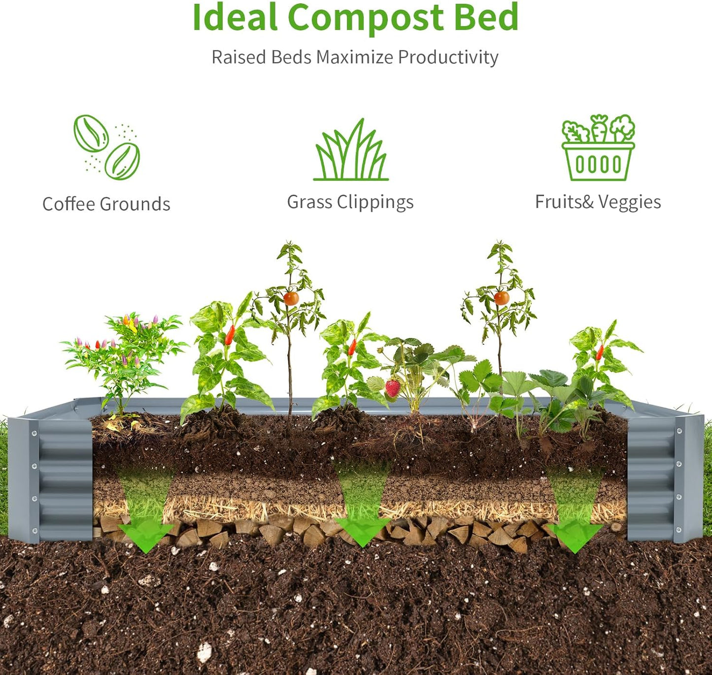 Land Guard 8×4×1ft Galvanized Raised Garden Bed Kit for Vegetables, Galvanized Large Metal Planter Raised Garden Boxes Outdoor(Modern Grey)……