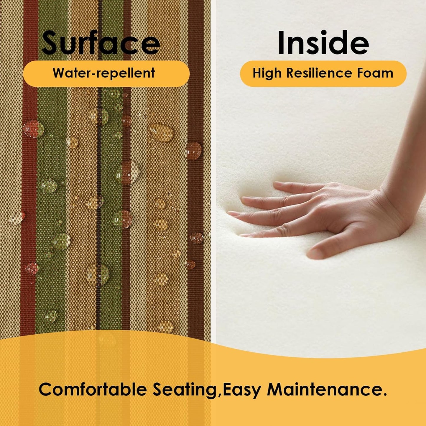 Outdoor Round Corner Seat Cushion, 17"x16"x2", Set of 4, Non Slip Seat Cushion Pads with Removable Cover for Patio Furniture, Garden Yard Lawn, Colorful Stripe