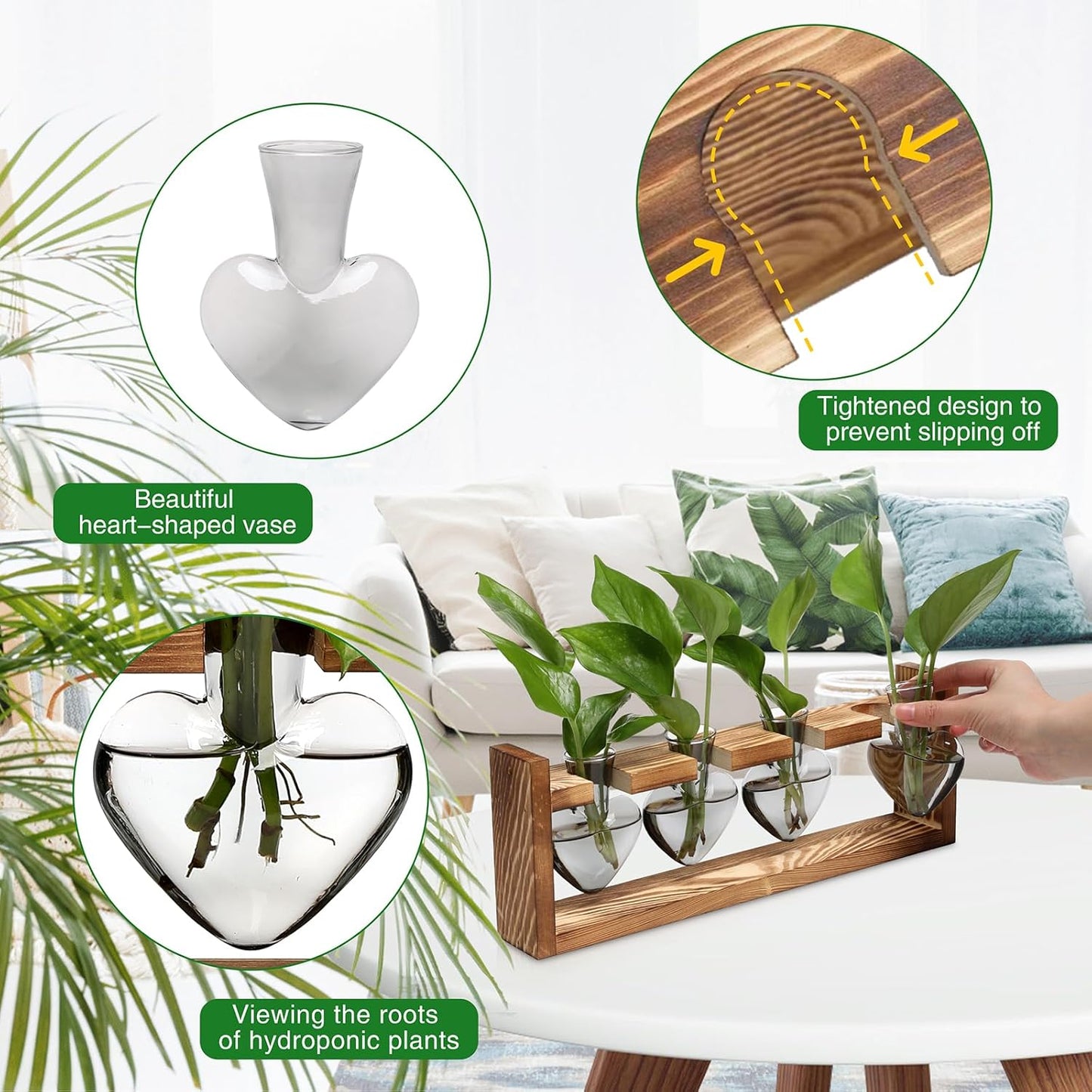 Plant Propagation Stations Heart Plant Terrarium Kit Gift for Women Plant Lover Glass Vases